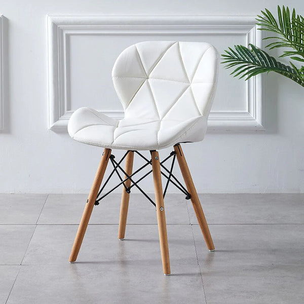 Modern upholstered leather chair with beech wood legs - RYL-027