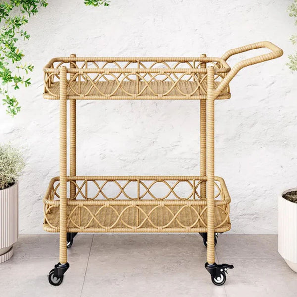 Wheeled trolley made of rattan-OS-238