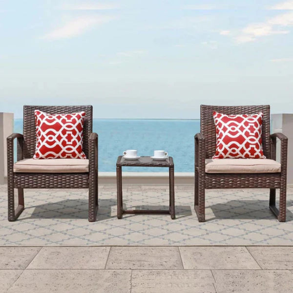 طقم رتان اتليتكو 2 كرسي وترابيزة باللون البني