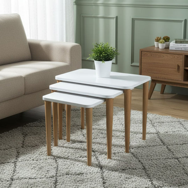 طقم ترابيزات جانبية ثلاثي – خشب MDF وأرجل موسكي بدهان دوكو + أوستر – موديل CHW-091 من أوسكار فرنتشر