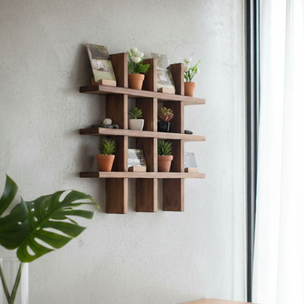 Natural Pine Wood Wall Shelf – Model CHW-131 from Oscar Furniture