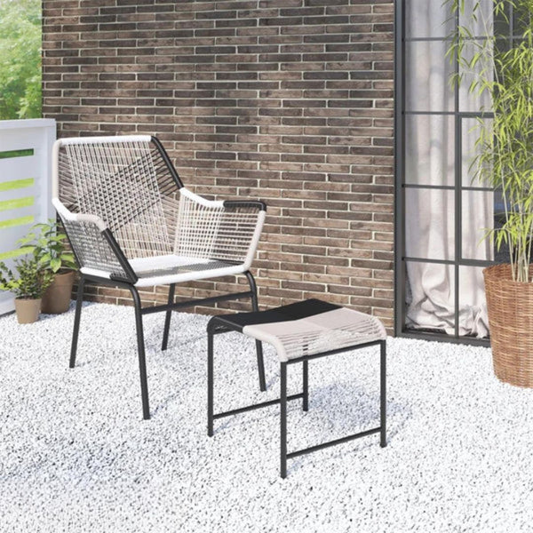 Bamboo rattan chair and pouf set 135 for restaurants and cafes