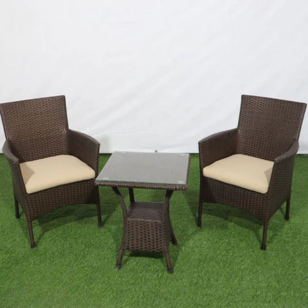 طقم ستوديو رتان 2 كرسي وترابيزة باللون البني