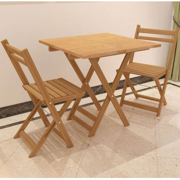 Set of 2 red beech wood chairs and table - OBG-033