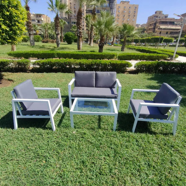 طقم أنترية فاخر 134×75×70 سم – خشب زان وألومنيوم متين