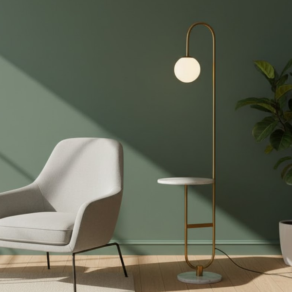 Steel lamp coated with Carrara marble base – luxurious and modern design – model ZSL-011