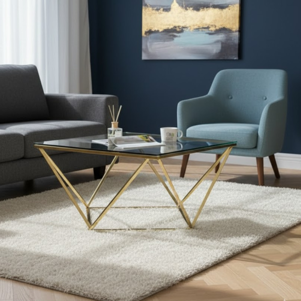 ترابيزة قهوة استيل مطلي – سطح زجاج شفاف 6 مم – تصميم عصري أنيق – موديل ZSL-035