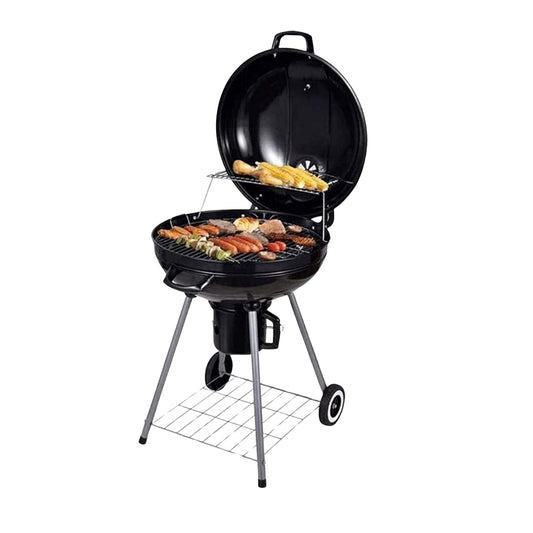 Portable Round Charcoal Grill with Warming Rack - Easy to transport and use