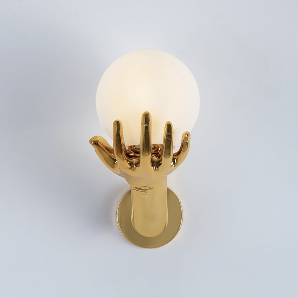 Golden wall applique made of fiberglass and glass model WDD-061 – a luxurious artistic touch from Oscar Furniture