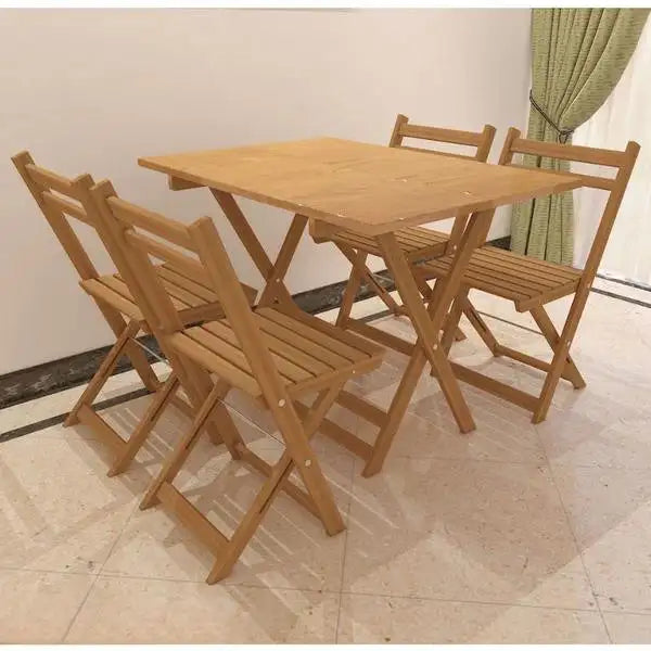 Set of 4 chairs and a red beech wood table - OBG-034