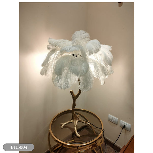 Small natural ostrich feather lamp - ETE-004