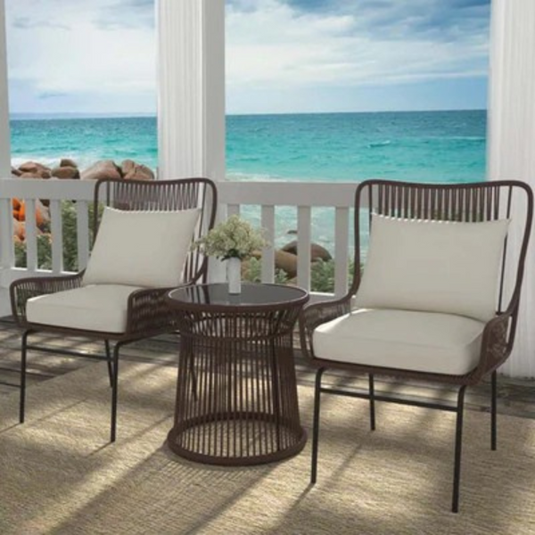 Set of 2 chairs and a table made of rattan - OS-301