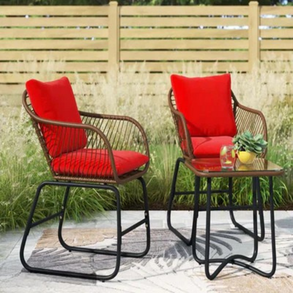 Set of 2 chairs and a table made of rattan - OS-318