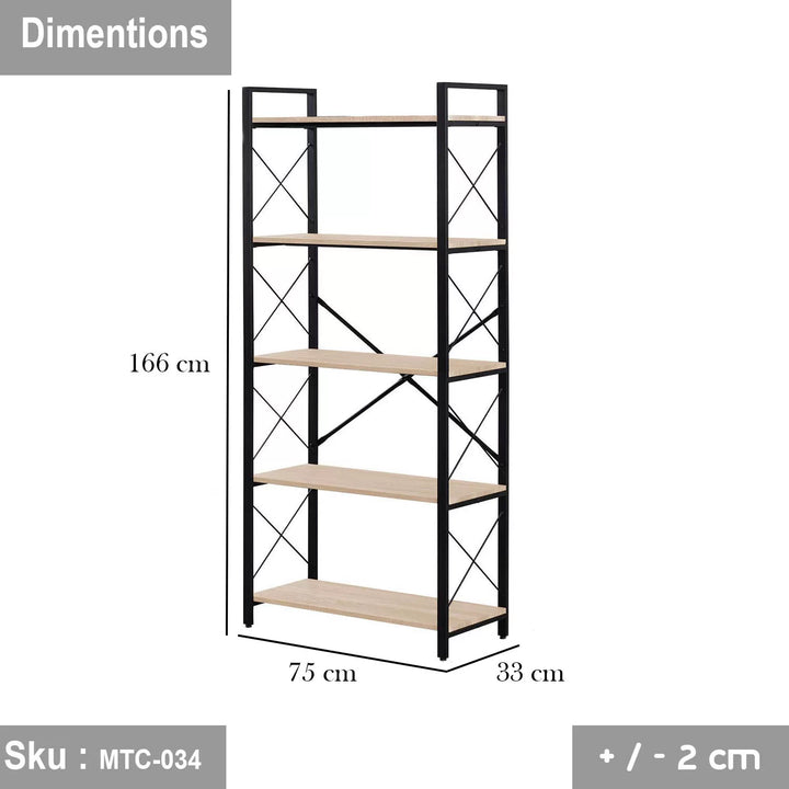 وحدة عرض خشب ملامين -  MTC-034 -33cmX75cmX166cm  - اللون بيج  - اوسكار رتان