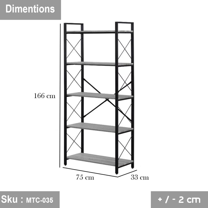 وحدة عرض خشب ملامين -  MTC-035 -33cmX75cmX166cm  - اللون رمادي  - اوسكار رتان