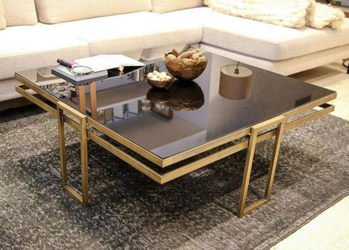 شريل ترابيزة قهوة 90 * 90 زجاج  - اوسكار رتان