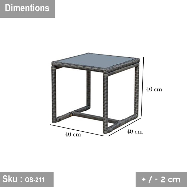طقم رتان اتليتكو 2 كرسي وترابيزة باللون الرمادي - اوسكار رتان