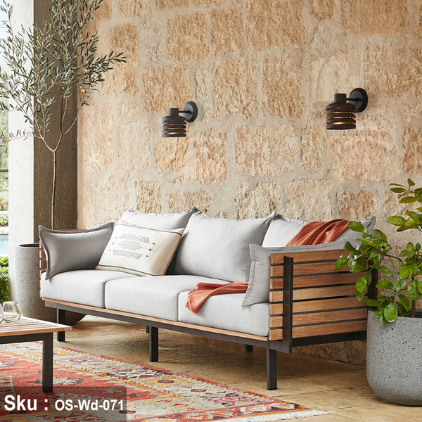 كنبة ميتالو خشب زان 3 مقعد - اوسكار رتان