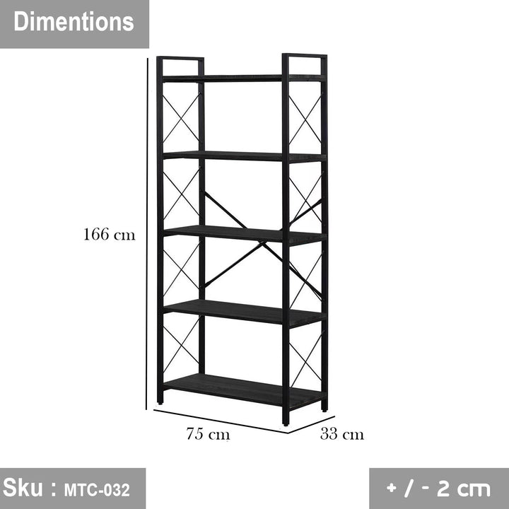 وحدة عرض خشب ملامين -  MTC-032 -33cmX75cmX166cm  - اللون اسود  - اوسكار رتان