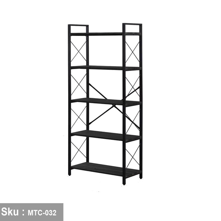 وحدة عرض خشب ملامين -  MTC-032 -33cmX75cmX166cm  - اللون اسود  - اوسكار رتان